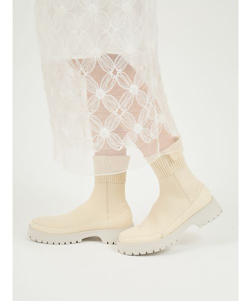 emmi（エミ）の「ecoニットブーツ（ブーツ・レディース・クリーム/シルバー/ブラック/マルチ・22.5/23/23.5/24/24.5/25）」の5枚目の写真