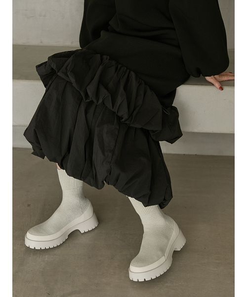 emmi（エミ）の「ecoニットブーツ（ブーツ・レディース・クリーム/シルバー/ブラック/マルチ・22.5/23/23.5/24/24.5/25）」の6枚目の写真