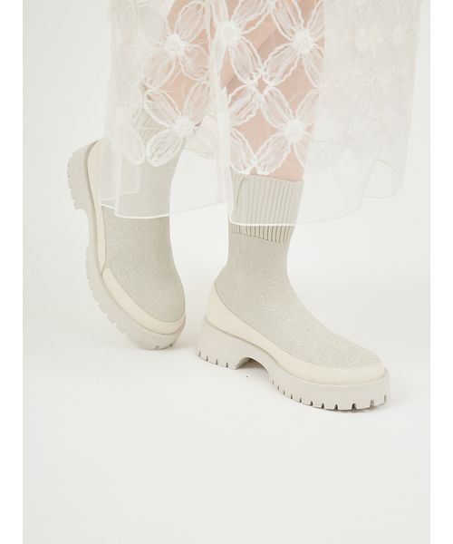 emmi（エミ）の「ecoニットブーツ（ブーツ・レディース・クリーム/シルバー/ブラック/マルチ・22.5/23/23.5/24/24.5/25）」の15枚目の写真