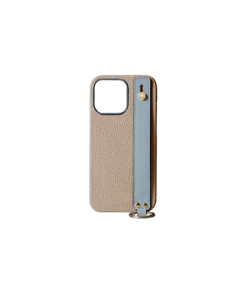 新品 BONAVENTURA iPhone15 バックカバーケース グレージュ iPhone 15 Pro) ハンドル付き バックカバーケース シュリンクレザー