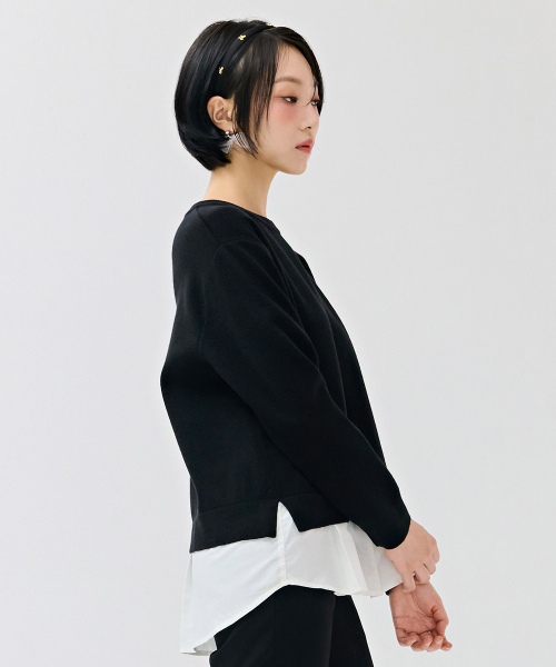 CHASECULT(チェイスカルト)の「レディースレイヤードスウェット-ブラック(ニット/セーター・レディース・ブラック・90/85)」の4枚目の写真