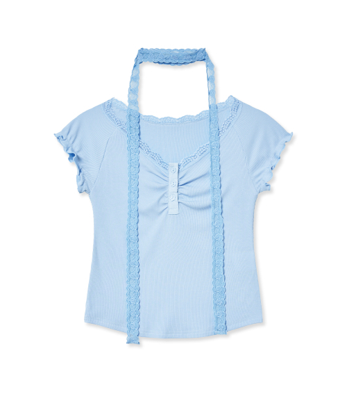 Midnight Move(ミッドナイトムーブ)の「lace sc t (blue)(Tシャツ/カットソー・レディース・その他・FREE)」の2枚目の写真