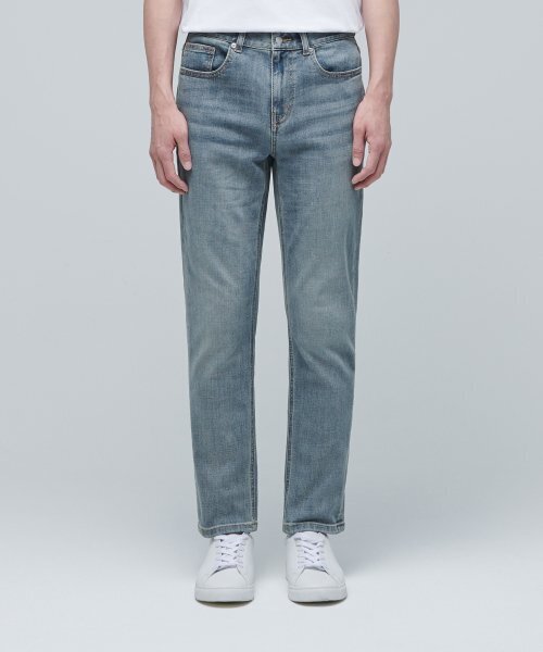 MUSINSA STANDARD（ムシンサスタンダード）の「【クールタンダード】スリムクロップドデニムパンツ【ライトインディゴ】（デニムパンツ・メンズ・その他・27/28/29/34/32/30/31/33/26/40/38/42/36）」の2枚目の写真