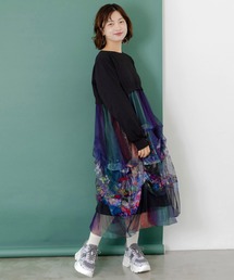 ScoLar（スカラー）の「153678：2柄展開タック入りチュールバルーンワンピース（ワンピース）」