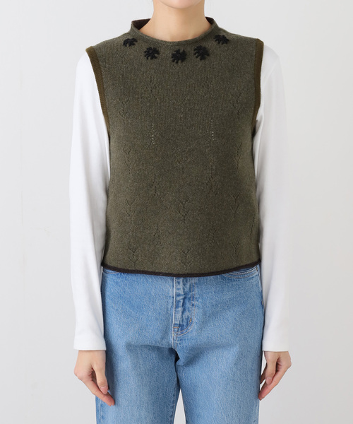 YANYAN DAISY CREW TANK YYW25-1361：ニットベスト