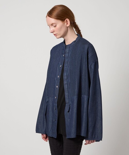 Pheeta（フィータ）の「＜Pheeta＞Trinity デニム ロングスリーブ シャツ -UNISEX-/014CUN-SH0D（シャツ/ブラウス・レディース・ネイビー/ブラック・1/2）」の2枚目の写真