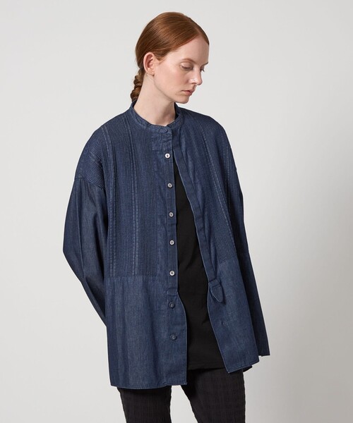 Pheeta（フィータ）の「＜Pheeta＞Trinity デニム ロングスリーブ シャツ -UNISEX-/014CUN-SH0D（シャツ/ブラウス・レディース・ネイビー/ブラック・1/2）」の3枚目の写真