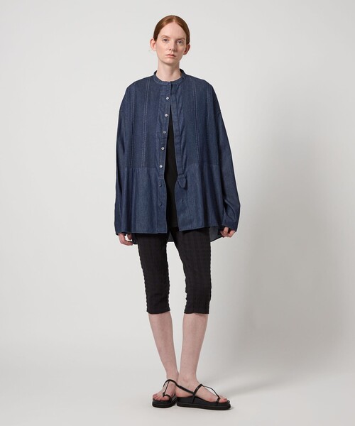 Pheeta（フィータ）の「＜Pheeta＞Trinity デニム ロングスリーブ シャツ -UNISEX-/014CUN-SH0D（シャツ/ブラウス・レディース・ネイビー/ブラック・1/2）」の5枚目の写真
