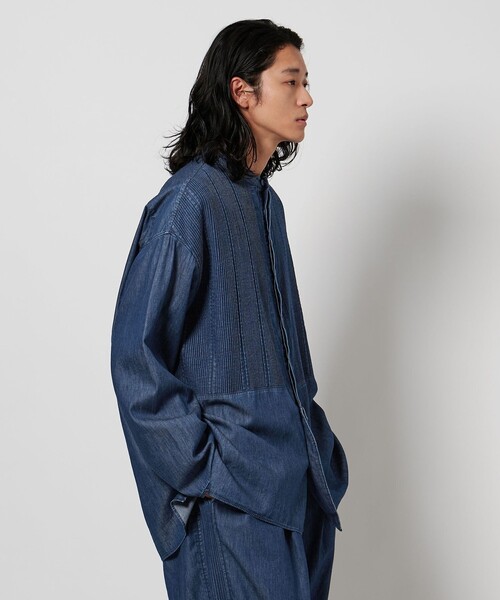 Pheeta（フィータ）の「＜Pheeta＞Trinity デニム ロングスリーブ シャツ -UNISEX-/014CUN-SH0D（シャツ/ブラウス・レディース・ネイビー/ブラック・1/2）」の7枚目の写真