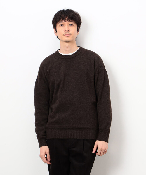 COMME CA ISM（コムサイズム）の「エアリーメランジ ガンジーデザインニット（ニット/セーター・メンズ・オートミール/ネイビー/ミント/ダークブラウン・MEDIUM/LARGE）」の2枚目の写真