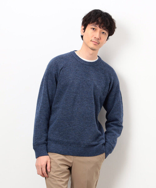 COMME CA ISM（コムサイズム）の「エアリーメランジ ガンジーデザインニット（ニット/セーター・メンズ・オートミール/ネイビー/ミント/ダークブラウン・MEDIUM/LARGE）」の9枚目の写真