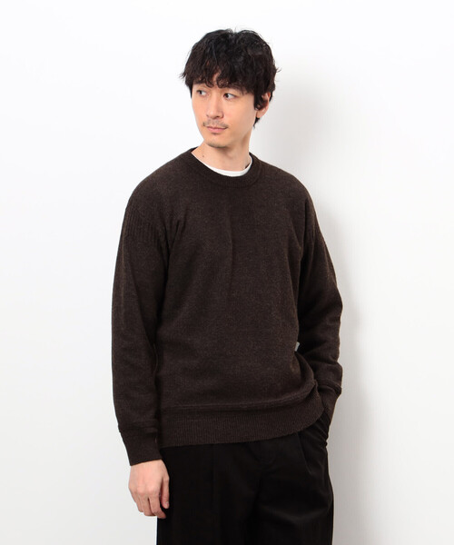 COMME CA ISM（コムサイズム）の「エアリーメランジ ガンジーデザインニット（ニット/セーター・メンズ・オートミール/ネイビー/ミント/ダークブラウン・MEDIUM/LARGE）」の5枚目の写真