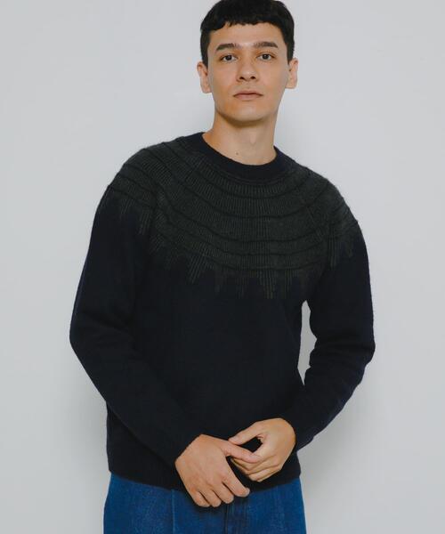 URBAN RESEARCH Sonny Label(アーバンリサーチサニーレーベル)の「フェアアイル柄ニットプルオーバー(ニット/セーター・メンズ・グレー/ブルー/ネイビー・MEDIUM/LARGE)」の1枚目の写真