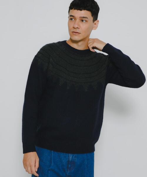 URBAN RESEARCH Sonny Label(アーバンリサーチサニーレーベル)の「フェアアイル柄ニットプルオーバー(ニット/セーター・メンズ・グレー/ブルー/ネイビー・MEDIUM/LARGE)」の4枚目の写真