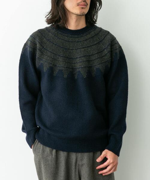 URBAN RESEARCH Sonny Label(アーバンリサーチサニーレーベル)の「フェアアイル柄ニットプルオーバー(ニット/セーター・メンズ・グレー/ブルー/ネイビー・MEDIUM/LARGE)」の12枚目の写真