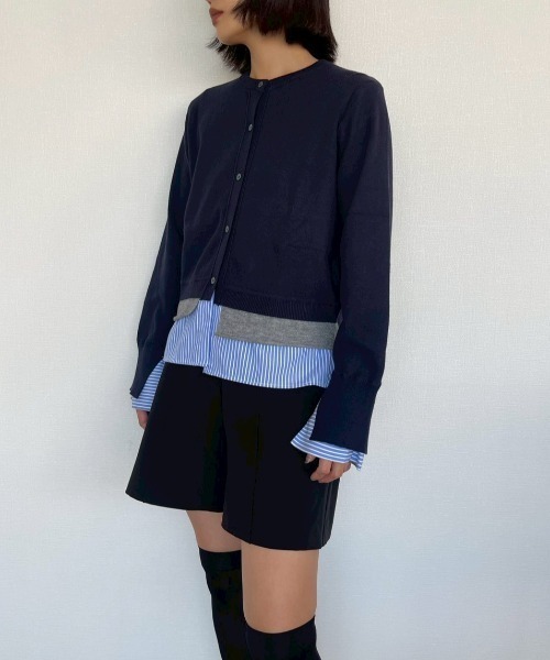 AMAIL（アマイル）の「Layered Shirt Cardigan（カーディガン/ボレロ・レディース・グレー/ネイビー・FREE）」の11枚目の写真