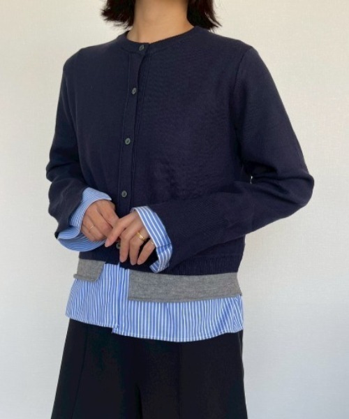 AMAIL（アマイル）の「Layered Shirt Cardigan（カーディガン/ボレロ・レディース・グレー/ネイビー・FREE）」の8枚目の写真