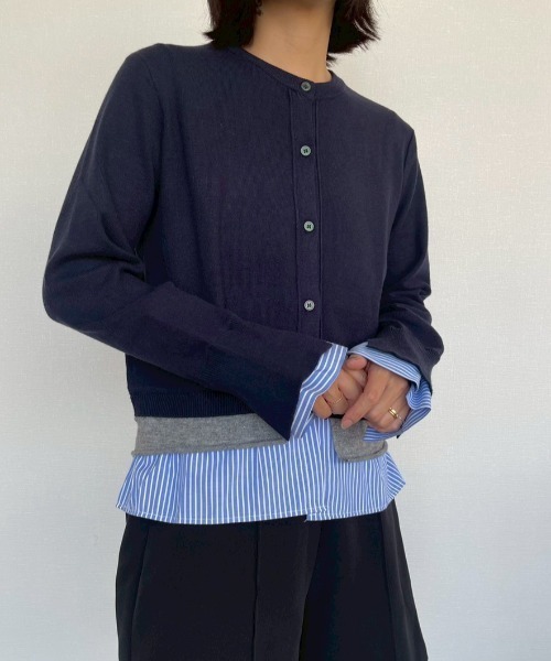 AMAIL（アマイル）の「Layered Shirt Cardigan（カーディガン/ボレロ・レディース・グレー/ネイビー・FREE）」の9枚目の写真