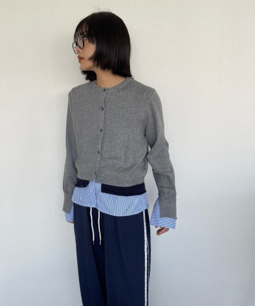 AMAIL（アマイル）の「Layered Shirt Cardigan（カーディガン/ボレロ・レディース・グレー/ネイビー・FREE）」の5枚目の写真