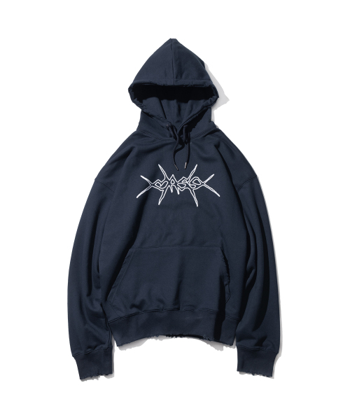 MASSNOUN(マスノウン)の「MASS ソーン ディストロイド フードパーカー MFHHD004-NV(パーカー・レディース・その他・LARGE/MEDIUM)」の1枚目の写真