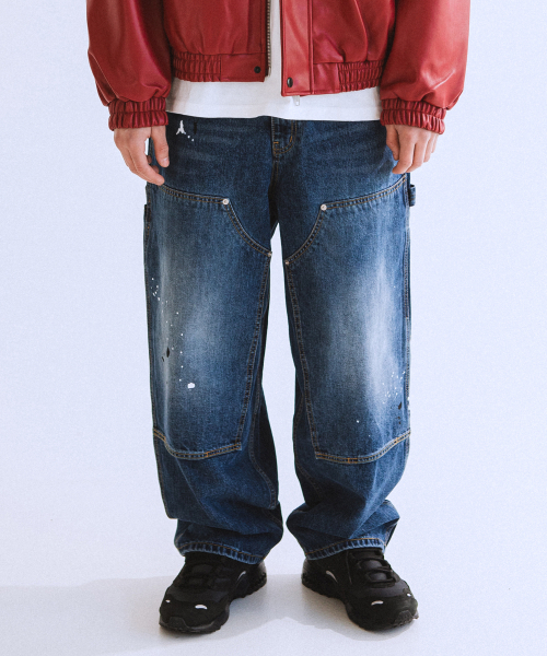 QT8 GARMENTS(キューティーエイトガーメント)の「RG Painted Double Knee Washed Pants (Blue)(デニムパンツ・レディース・その他・MEDIUM/LARGE/X-LARGE)」の1枚目の写真