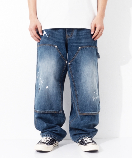 QT8 GARMENTS(キューティーエイトガーメント)の「RG Painted Double Knee Washed Pants (Blue)(デニムパンツ・レディース・その他・MEDIUM/LARGE/X-LARGE)」の2枚目の写真