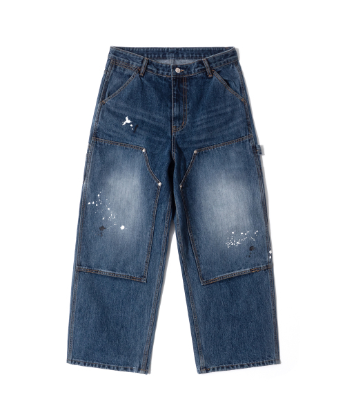 QT8 GARMENTS(キューティーエイトガーメント)の「RG Painted Double Knee Washed Pants (Blue)(デニムパンツ・レディース・その他・MEDIUM/LARGE/X-LARGE)」の3枚目の写真