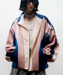 UNTAGE（アンテージ）の「マルチジップアップオーバーサイズトラックジャケット[ピンク(ユニセックス)]_UTO-SS04（ナイロンジャケット）」