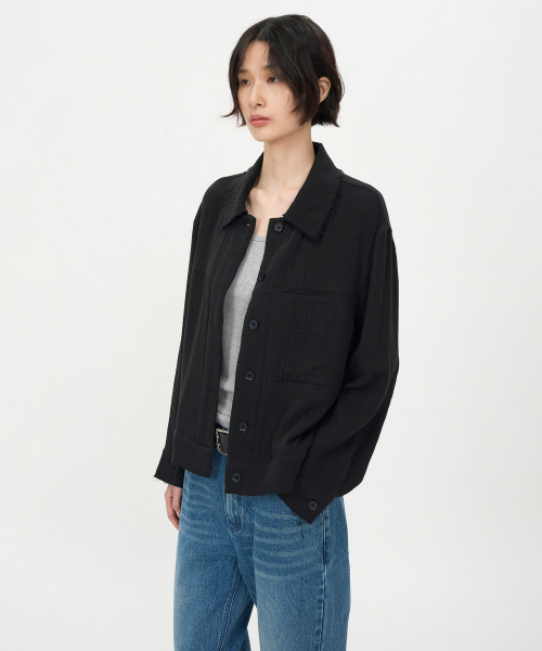 INSILENCE WOMEN(インサイレンスウーマン)の「ダブルガーゼカットオフジャンパー BLACK(その他アウター・レディース・その他・SMALL/MEDIUM)」の1枚目の写真
