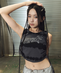 gem stone shirring top - charcoal