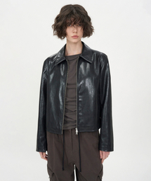 INSILENCE レザージャケット insilence】Leather Patch Wool Jacket