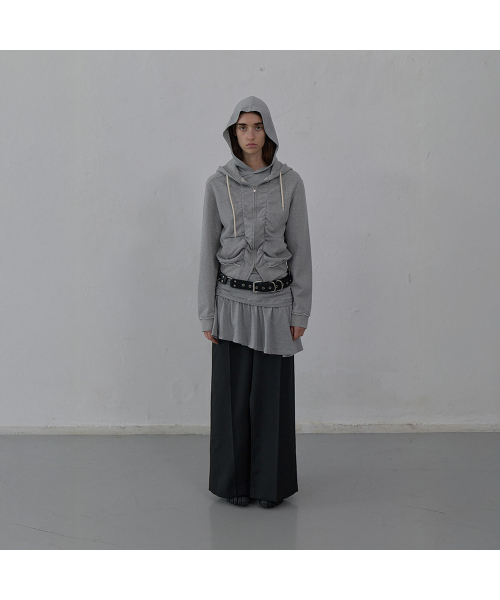 LCDC TM(エルシーディーシーティーエム)の「SHIRRING DETAIL ZIP-UP HOODIE (MELANGE GREY)(パーカー・レディース・その他・SMALL/MEDIUM)」の1枚目の写真
