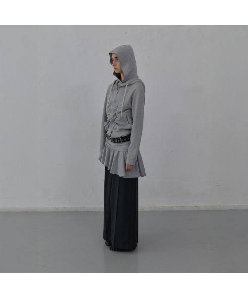 LCDC TM(エルシーディーシーティーエム)の「SHIRRING DETAIL ZIP-UP HOODIE (MELANGE GREY)(パーカー・レディース・その他・SMALL/MEDIUM)」の2枚目の写真
