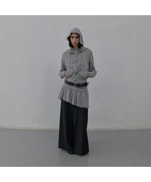 LCDC TM(エルシーディーシーティーエム)の「SHIRRING DETAIL ZIP-UP HOODIE (MELANGE GREY)(パーカー・レディース・その他・SMALL/MEDIUM)」の4枚目の写真