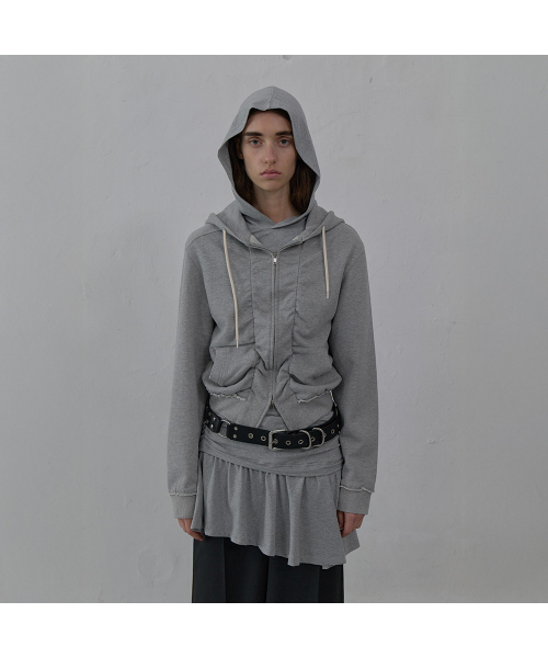 LCDC TM(エルシーディーシーティーエム)の「SHIRRING DETAIL ZIP-UP HOODIE (MELANGE GREY)(パーカー・レディース・その他・SMALL/MEDIUM)」の5枚目の写真