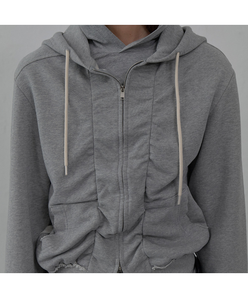LCDC TM(エルシーディーシーティーエム)の「SHIRRING DETAIL ZIP-UP HOODIE (MELANGE GREY)(パーカー・レディース・その他・SMALL/MEDIUM)」の6枚目の写真