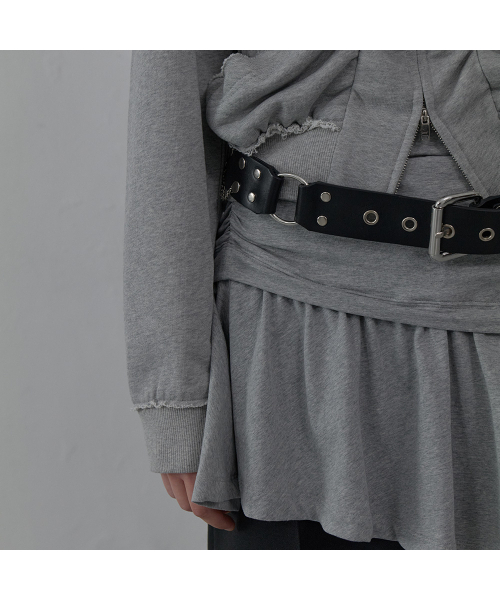 LCDC TM(エルシーディーシーティーエム)の「SHIRRING DETAIL ZIP-UP HOODIE (MELANGE GREY)(パーカー・レディース・その他・SMALL/MEDIUM)」の7枚目の写真