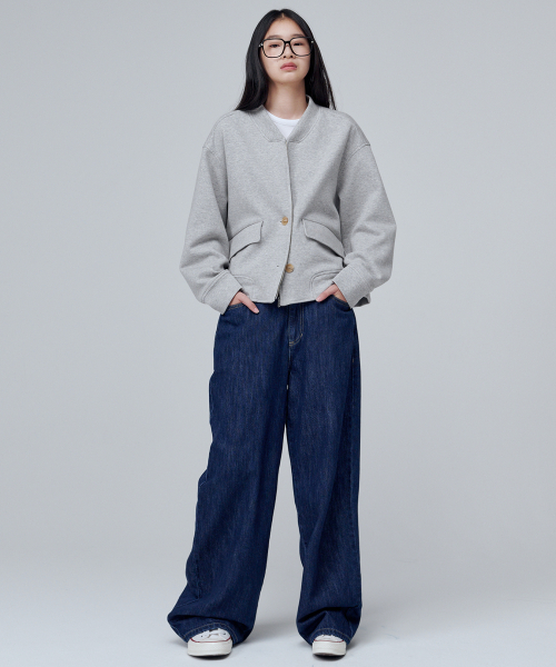MALOUPE（マロップ）の「9136 バンディングワイドデニムパンツ (ミディアムインディゴ)（デニムパンツ・レディース・ダークネイビー・SMALL/MEDIUM）」の4枚目の写真
