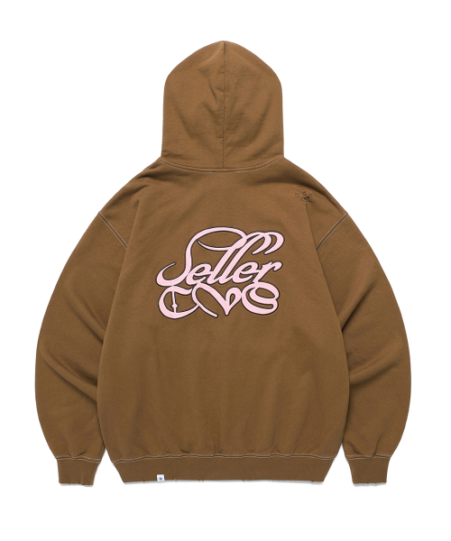 Cavish（カビシ）の「DAMAGED APPLIQUE ZIP UP HOODIE BROWN(CV2EFUM481A)（パーカー・レディース・ブラウン・SMALL/MEDIUM/LARGE/X-LARGE）」の2枚目の写真