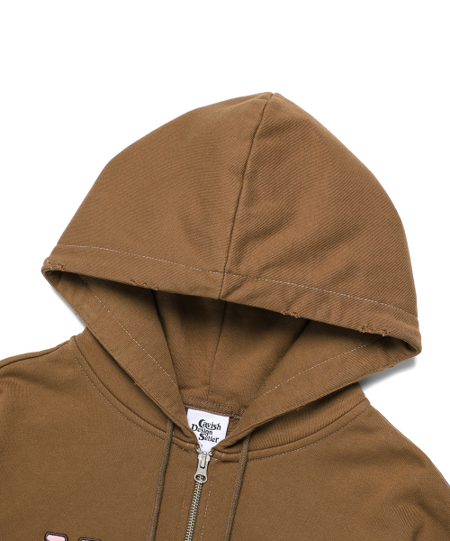 Cavish（カビシ）の「DAMAGED APPLIQUE ZIP UP HOODIE BROWN(CV2EFUM481A)（パーカー・レディース・ブラウン・SMALL/MEDIUM/LARGE/X-LARGE）」の3枚目の写真