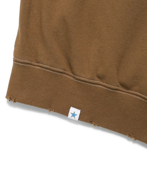 Cavish（カビシ）の「DAMAGED APPLIQUE ZIP UP HOODIE BROWN(CV2EFUM481A)（パーカー・レディース・ブラウン・SMALL/MEDIUM/LARGE/X-LARGE）」の8枚目の写真