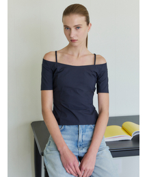 LETQSTUDIO（レチケットスタジオ）の「オフショルダー ストラップ ブラウス, ダークネイビー（シャツ/ブラウス）」