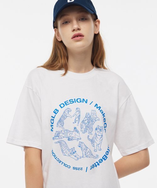 MATCHGLOBE(マッチグローブ)の「タイガーサークルドローイングボックスT(ホワイト)(Tシャツ/カットソー・レディース・その他・FREE)」の1枚目の写真