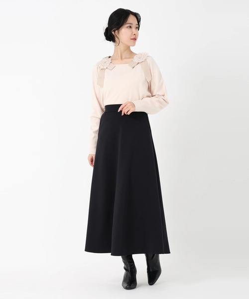 STRAWBERRY-FIELDS（ストロベリーフィールズ）の「アクアジャージバックスエード_バックウォームジャージスカート（スカート・レディース・アイボリー/ブラック・2）」の11枚目の写真