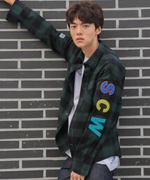 CODE I'M（コードアイエム）の「SCW LOGO OVER FIT GINGHAM CHECK SHIRT GREEN（シャツ/ブラウス）」