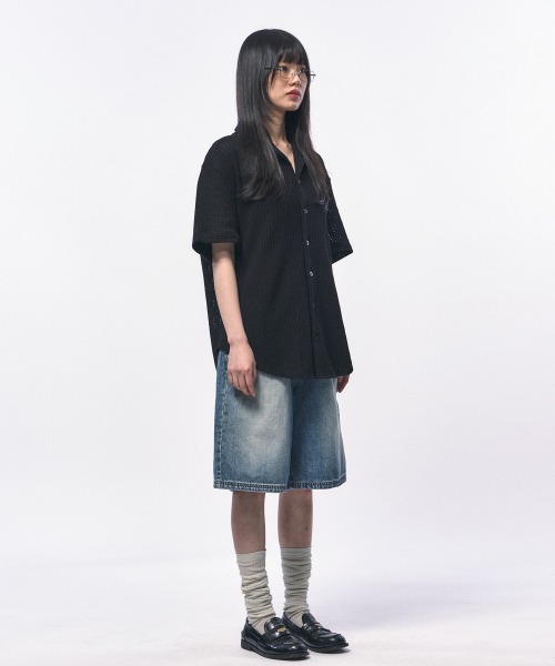C WEAR BY THE GENIUS(シーウェアバイザジーニアス)の「クロシェニットハーフシャツブラック(シャツ/ブラウス・メンズ・その他・LARGE/MEDIUM/X-LARGE)」の4枚目の写真