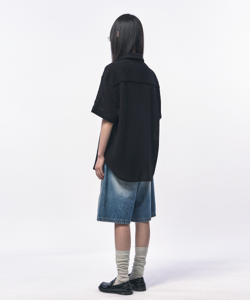 C WEAR BY THE GENIUS(シーウェアバイザジーニアス)の「クロシェニットハーフシャツブラック(シャツ/ブラウス・メンズ・その他・LARGE/MEDIUM/X-LARGE)」の5枚目の写真