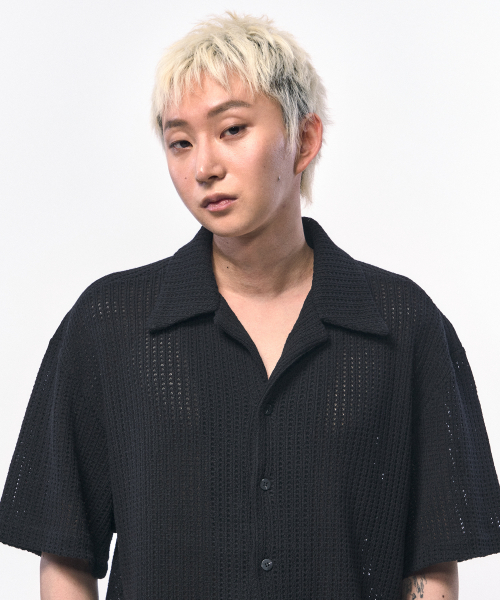C WEAR BY THE GENIUS(シーウェアバイザジーニアス)の「クロシェニットハーフシャツブラック(シャツ/ブラウス・メンズ・その他・LARGE/MEDIUM/X-LARGE)」の6枚目の写真