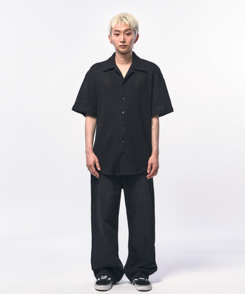 C WEAR BY THE GENIUS(シーウェアバイザジーニアス)の「クロシェニットハーフシャツブラック(シャツ/ブラウス・メンズ・その他・LARGE/MEDIUM/X-LARGE)」の7枚目の写真