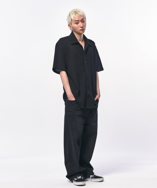 C WEAR BY THE GENIUS(シーウェアバイザジーニアス)の「クロシェニットハーフシャツブラック(シャツ/ブラウス・メンズ・その他・LARGE/MEDIUM/X-LARGE)」の8枚目の写真